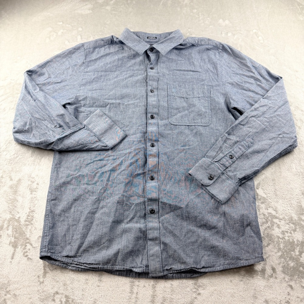 Volcom Men's Large Blue Long Sleeve Button Down Shirt Classic Fit